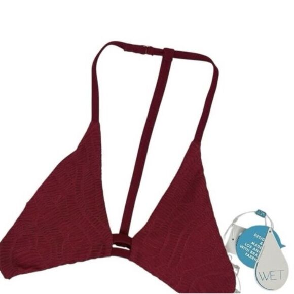 WET NWT Los Angeles Textured Bikini Top in Rust Dark Red Size Medium - Picture 3 of 7